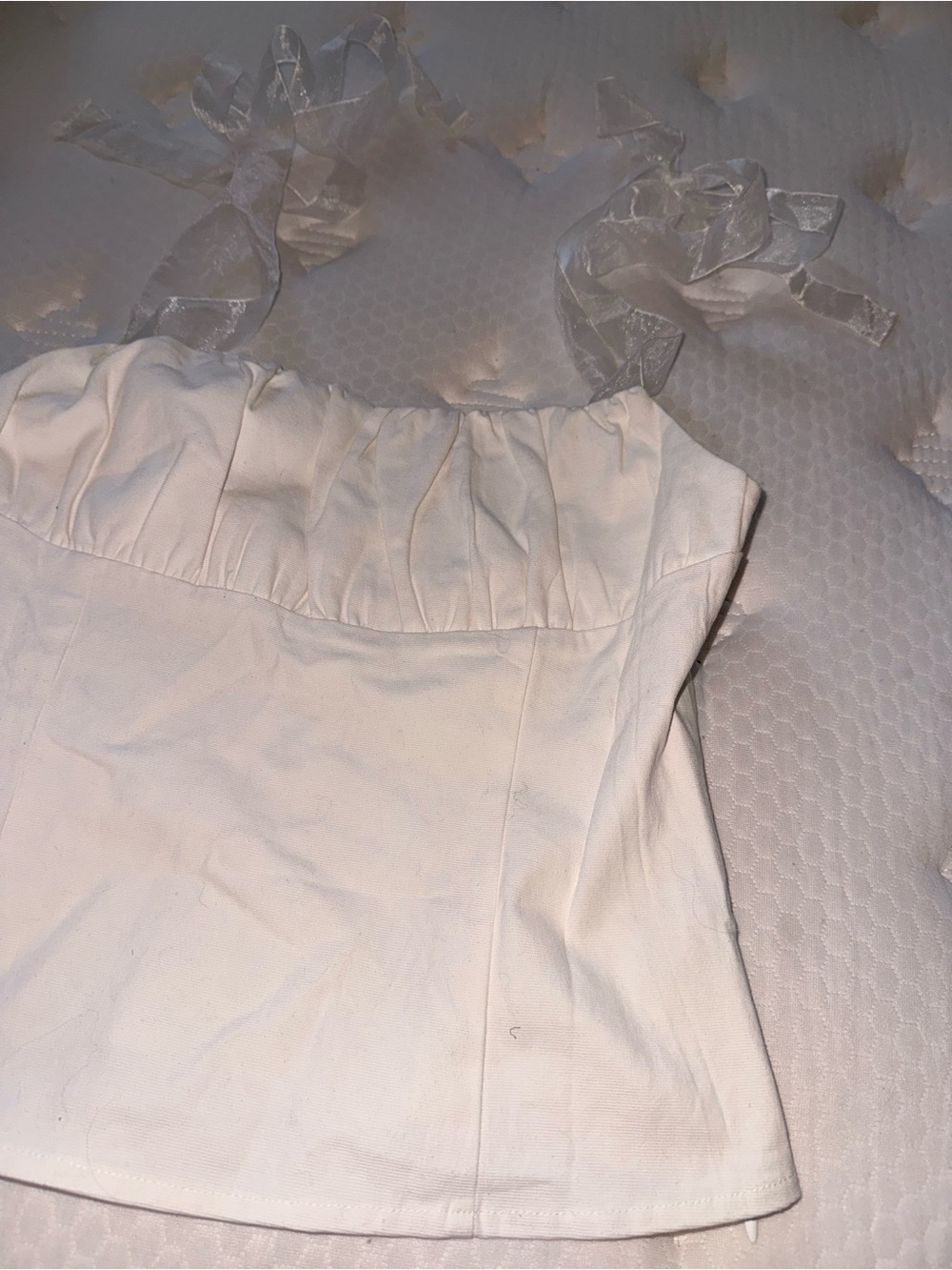 90. White Tie-Strap Bustier Top - Picture 2 of 8